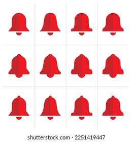 Juego de iconos de timbre rojo de notificación. nuevo vector de notificación de mensajes, diseño de fondo blanco.