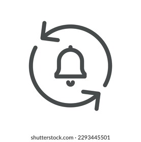 Esquema de icono relacionado con la notificación y vector lineal.
