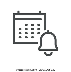 Esquema de icono relacionado con la notificación y vector lineal.