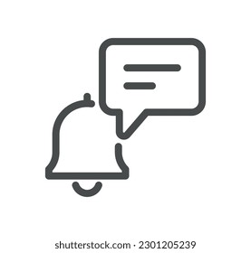 Notification related icon outline and linear vector.