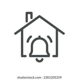 Esquema de icono relacionado con la notificación y vector lineal.