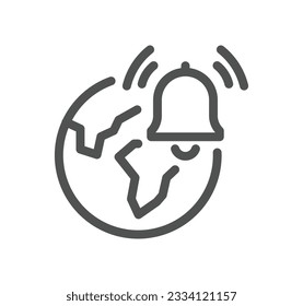 Esquema de icono relacionado con la notificación y vector lineal.