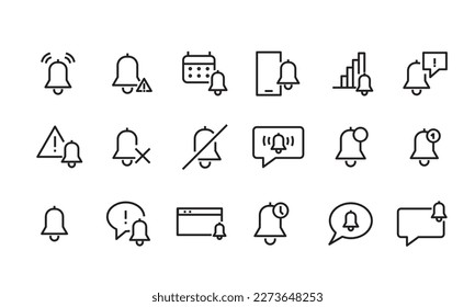 Notification Related Vector Line Icon Simple Set. Contains Icons like Mute, Notification, message notification. Editable stroke. 48 pixel
