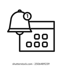 Icono de recordatorio de notificación Logotipo de Vector de arte de línea negra