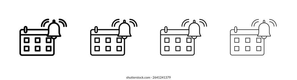 Notification reminder icon Outline sign symbol set