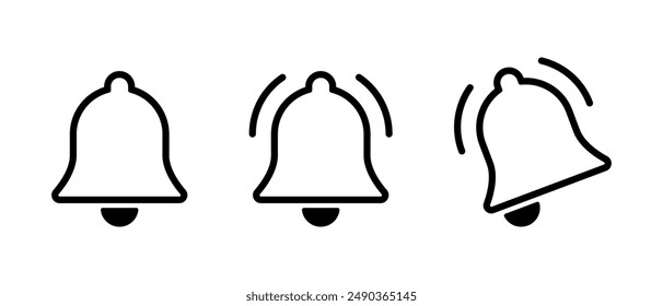 Notification ring bell icon set in line style