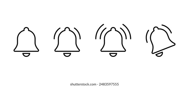 Notification ringing bell icon set in line style