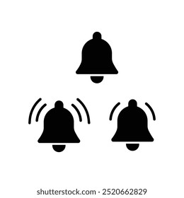 Notification ringing bell icon set on white background