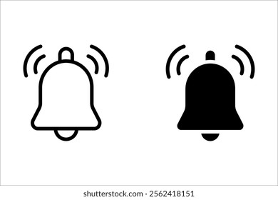 Notification ringing bell icon set on white background