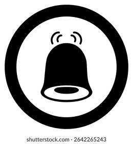 Notification ringing bell icon set on black circle