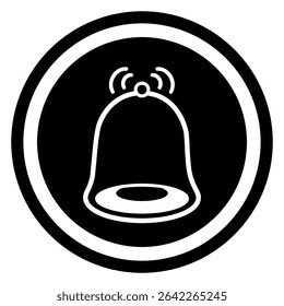 Notification ringing bell icon set on black circle