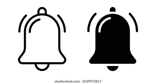 Notification ringing bell icon vector illustration for apps and websites. Silhouette notification Isolated.	