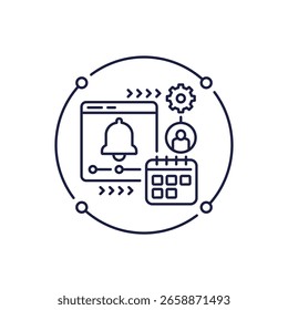 notification and schedule icon in line design