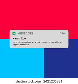 Notification screen phone with colourful UI Design. Iphone Notification Boxes Template. Smartphone Warning or Message Interface. Vector illustration. Android. Smartphone