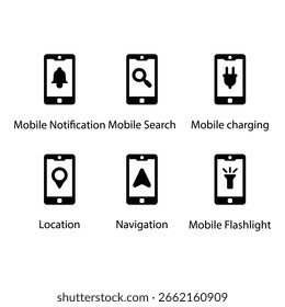 Notificación, Búsqueda, carga, Locación, navegación, linterna, icono