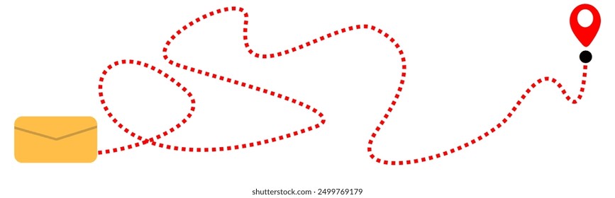 Benachrichtigung senden Brief mit gestrichelten Linie Symbol Illustration Vektor.
