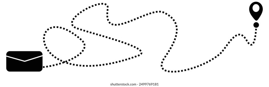 Benachrichtigung senden Brief mit gestrichelten Linie Symbol Illustration.