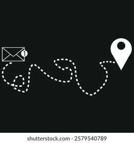   Notification send letter with dushed line icon illustration.