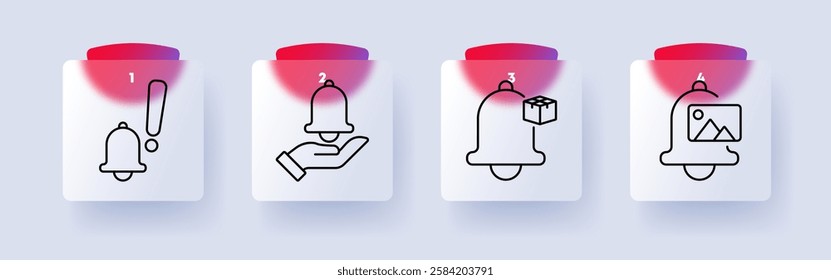 Notification set icon. Alert, reminder, package tracking, image notification, system updates, warnings, message alerts, digital communication