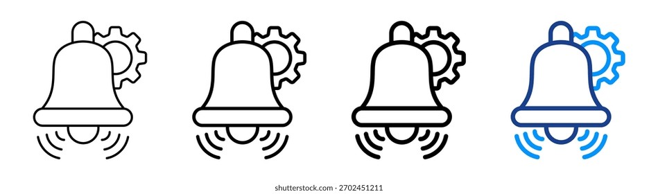 Conjunto de Colecciones de contorno de icono de Configuraciones de notificación diferentes