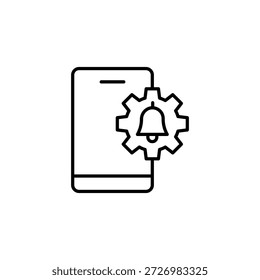 Configuraciones De Notificación En Smartphone Con Rueda Dentada Y Campana
