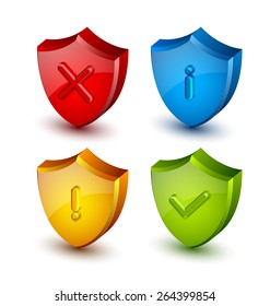 Notification shield icons suitable for custom web design and computer purposes 