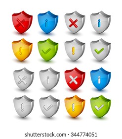 Notification shield icons suitable for custom web design and computer purposes