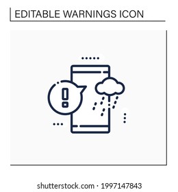 Notification Sign Line Icon. Strong Change In Weather Condition. Weather Application. Exclamation Point. Error. Warnings Concept.Isolated Vector Illustration.Editable Stroke