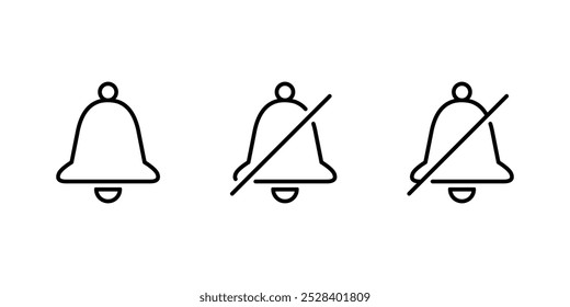 Notification and silent bell icon in line style