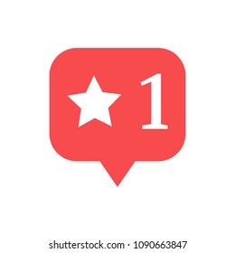 Notification in Social Media. One star. Vector illustration.
