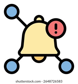 Ilustração de estilo de linha plana de ícone de rede social de notificação que representa atualizações em tempo real e alertas do usuário, adequado para plataformas de mídia social, aplicativos de comunicação e ferramentas de engajamento digital