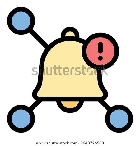 Notification social network icon flat line style illustration representing real-time updates and user alerts, suitable for social media platforms, communication apps, and digital engagement tools