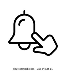 Suscribirse de notificaciones Icon Bell con cursor de mano para alertas y recordatorios
