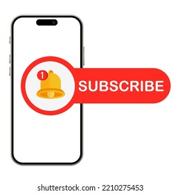 Notification and subscription in the phone on a white background