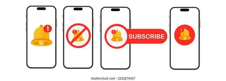 Notification and subscription in the phone on a white background