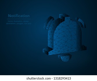 Notification symbol low poly vector illustration, bell polygonal icon, alarm concept illustration, dark blue background