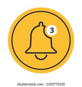 Notification Vector Icon of bell. Alarm alert message ring icon sign for notification.