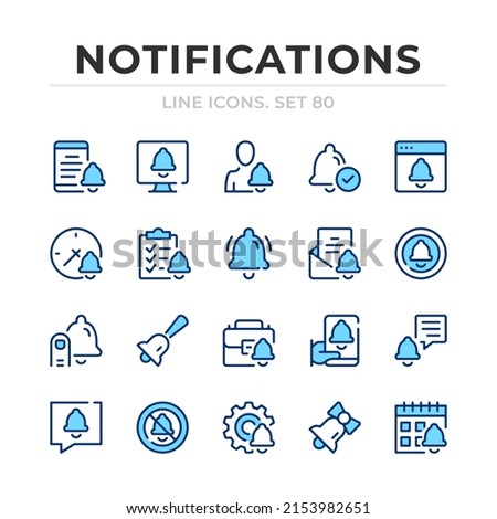 Notification vector line icons set. Thin line design. Outline graphic elements, simple stroke symbols. Notification icons