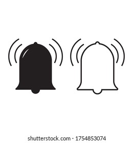 Notification vibrating bell icons in outline and filled style