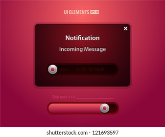 Notification Web UI incoming message slider