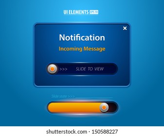 Notification Web UI incoming message slider. Modern vector elements. Slider design.