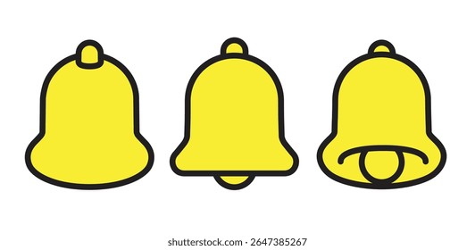 notification yellow bell icon. Bell with notification. Vector illustration