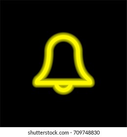 Notification yellow glowing neon ui ux icon. Glowing sign logo vector