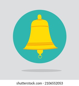 Notifications call icon with bell on color round. Modern vector illustration, flat design