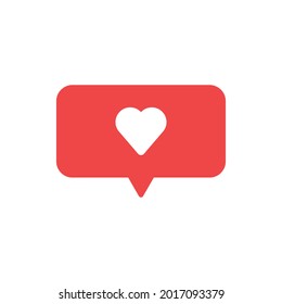 Notifications icon. Like icon design vector. social media Like vector icon. Instagram like notification. Bubble notification.