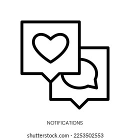 notifications icon. Line Art Style Design Isolated On White Background