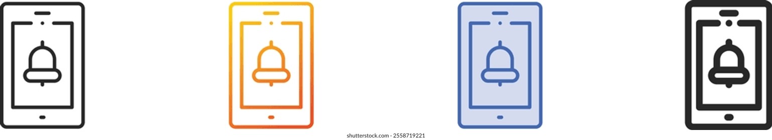 notifications icon.Thin Linear, Gradient, Blue Stroke and bold Style Design Isolated On White Background