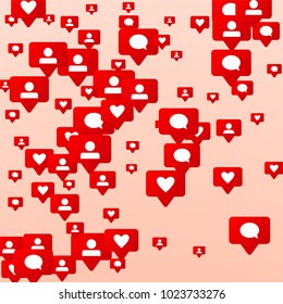  Notifications with Likes, Followers and Comments. Social Media Marketing. Rating Scale Elements of Design for Web, Advertisement, Promotion, Marketing, Internet, Concept for Follow Icon Illustration