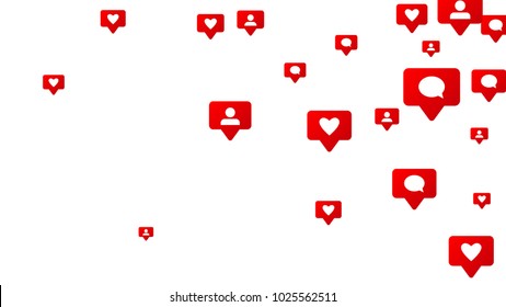  Notifications with Likes, Followers and Comments. Social Media Marketing. Rating Scale Elements of Design for Web, Advertisement, Promotion, Marketing, Internet, Concept for Follow Icon Illustration