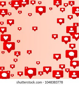  Notifications with Likes, Followers and Comments. Social Media Marketing. Rating Scale Elements of Design for Web, Advertisement, Promotion, Marketing, Internet, Concept for Follow Icon Illustration
